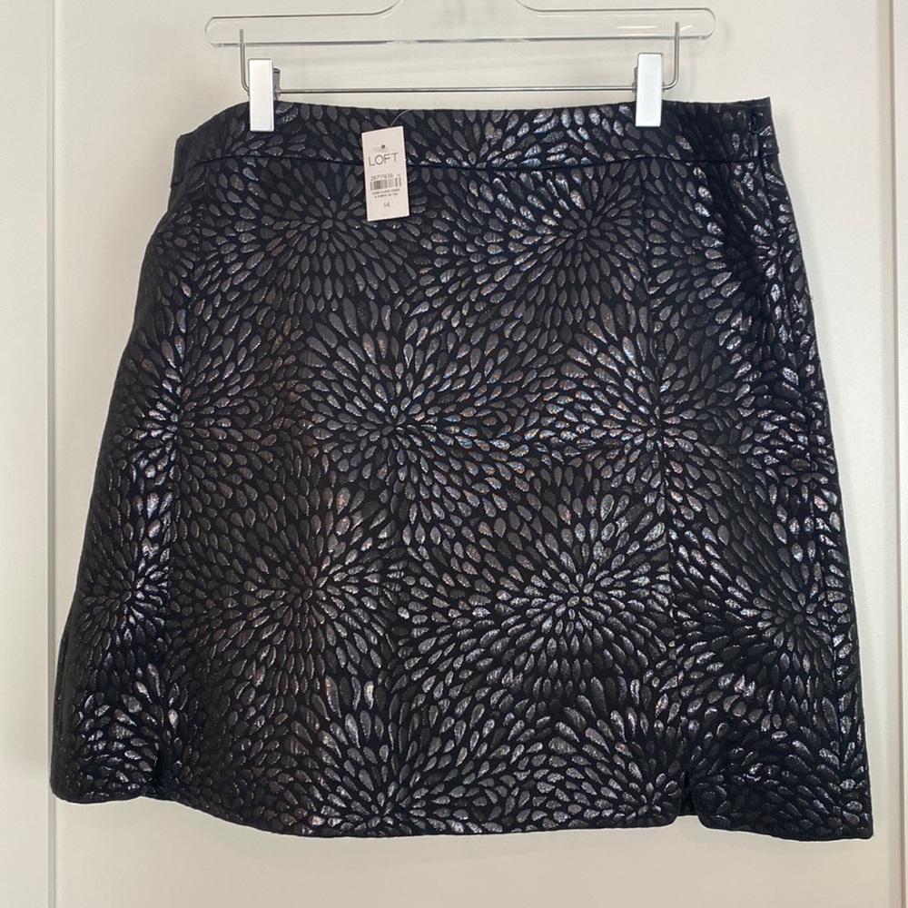 2 for $10/Loft Mini Skirt Black Tone On Tone Shine SIZE 14 NWT